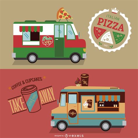 Food Truck Design Set Vector Download