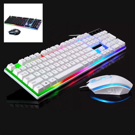 White Waterproof Light Gaming Keyboard + Mouse Set Computer Game Mechanical Keyboard - Walmart ...