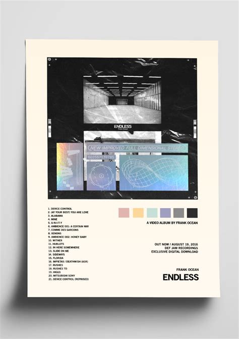 Frank Ocean 'Endless' Album Art Tracklist Poster – The Indie Planet