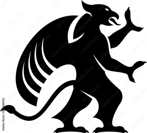 Griffin silhouette isolated. Vector black gryphon Stock Illustration | Adobe Stock