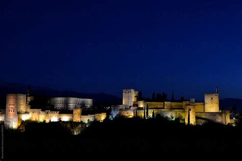 "Views Of Alhambra At Night" by Stocksy Contributor "Bisual Studio" - Stocksy