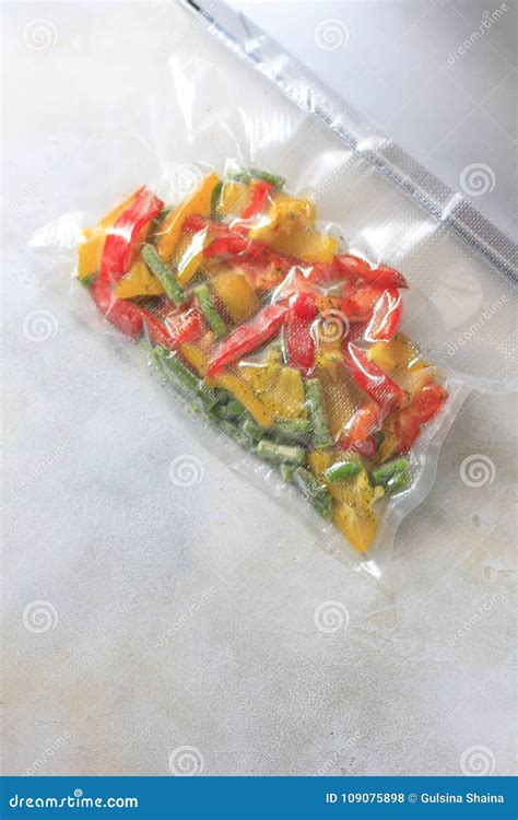 Vegetables in Sealed Vacuum Packing Bags. Su-video Cooking Stock Photo ...