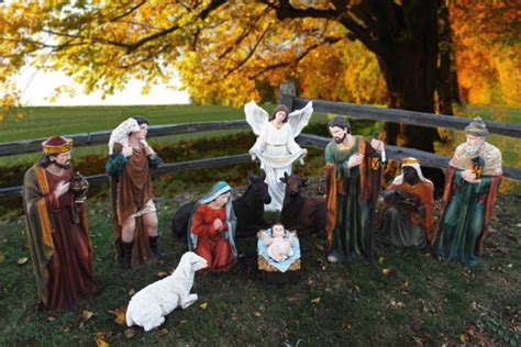 39” Tall Outdoor Nativity Set | Large Creche Figures for Church Use | Christmas Yard Statues | T ...