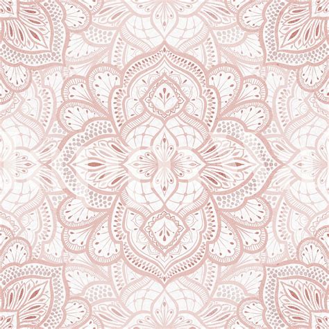 Boho Marrakesh Mandala Tile Blush Pink Wallpaper | Buy Online - Happywall