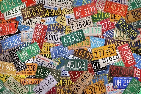 Colorful Assorted Vintage License Plates from All 50 States Mixed Media by Design Turnpike - Pixels