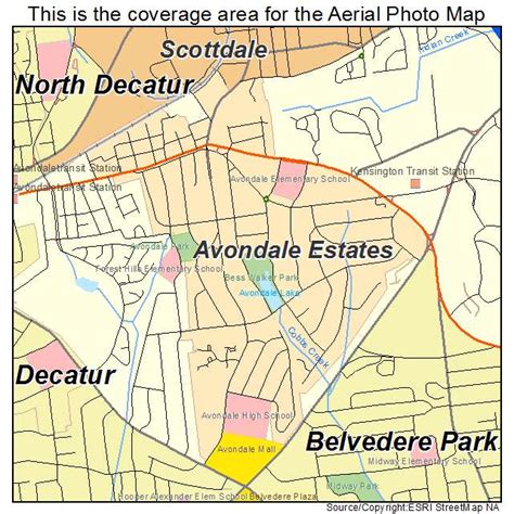 Aerial Photography Map of Avondale Estates, GA Georgia