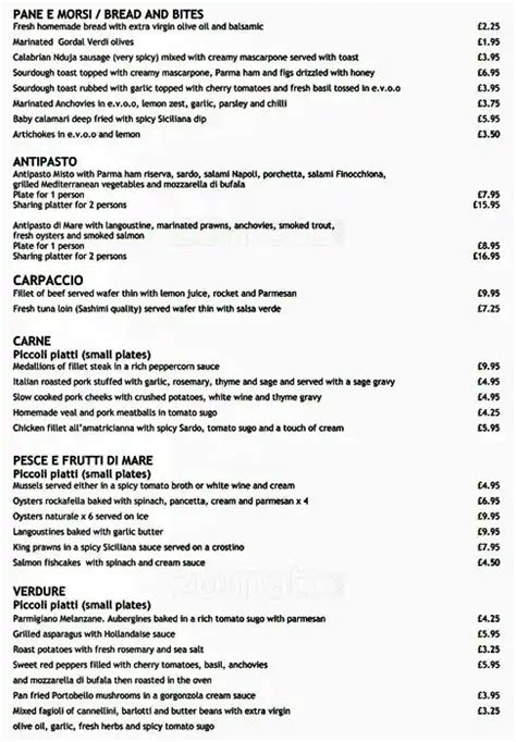 The Italian Caffe Menu, Menu for The Italian Caffe, Merchant City ...