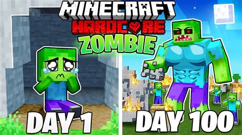 I Survived 100 DAYS as a ZOMBIE in HARDCORE Minecraft! - Minecraft videos