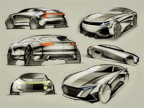 |Car Sketch| Multi perspective daily Doodle Automotive Design Quick ...