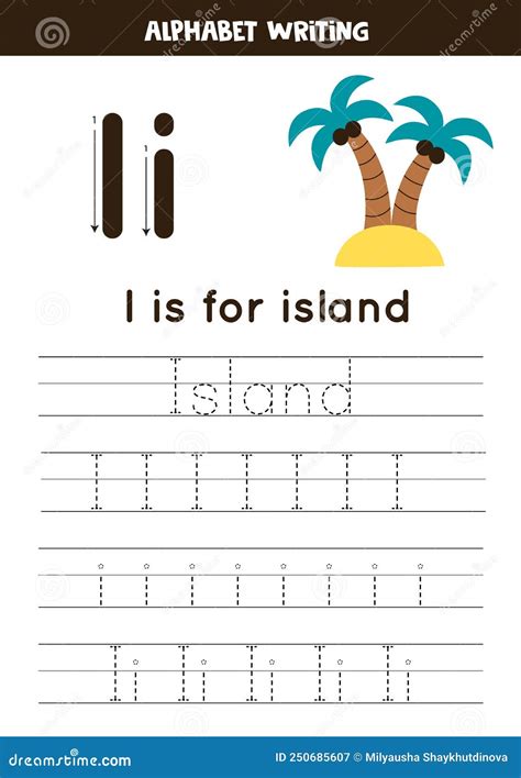 Learning English Alphabet for Kids. Letter I. Hand Drawn Island. Stock ...