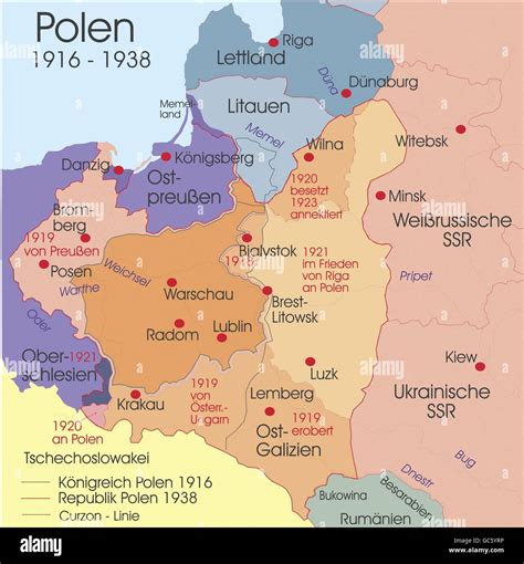 Map Of Poland 1938 - Cities And Towns Map