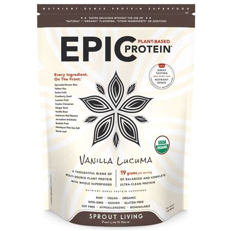 Sprout Living, Epic Protein, Vanilla Lucuma, 1 lb (454 g) (Discontinued Item) | Vegan protein ...