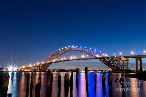 Bayonne Bridge lit up at night Photograph by Michael Ver Sprill - Pixels