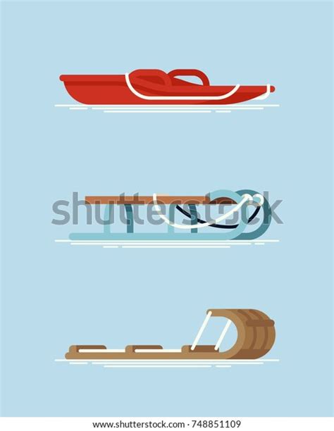 Set Different Types Snow Sleds Cool Stock Vector (Royalty Free ...