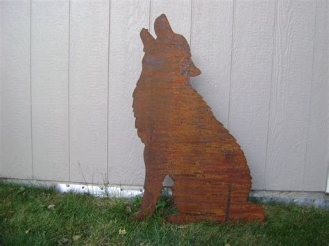 Howling Wolf, Metal Wolf, Rusty Metal Wolf, Wolf Yard Stake, Wolf Wall ...