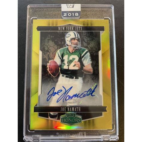 Sold at Auction: 2018 Panini Honors JOE NAMATH Autograph - Encased Gold HOF Signed AUTO SSP /15