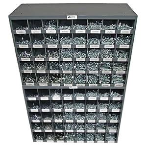 Nut Bolt and Washer Assortment, Grade 5 Coarse USS Fasteners, Two 40 Hole Metal Storage Bins ...