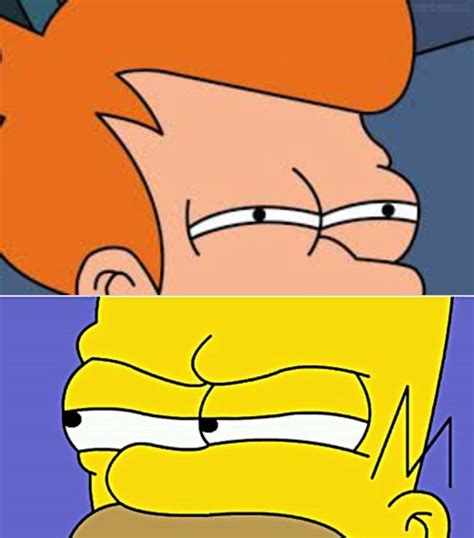 Suspicious Fry and Homer Staredown Blank Template - Imgflip