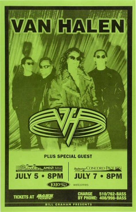 Van Halen Vintage Concert Poster from Shoreline Amphitheatre, Jul 5, 1998 at Wolfgang's