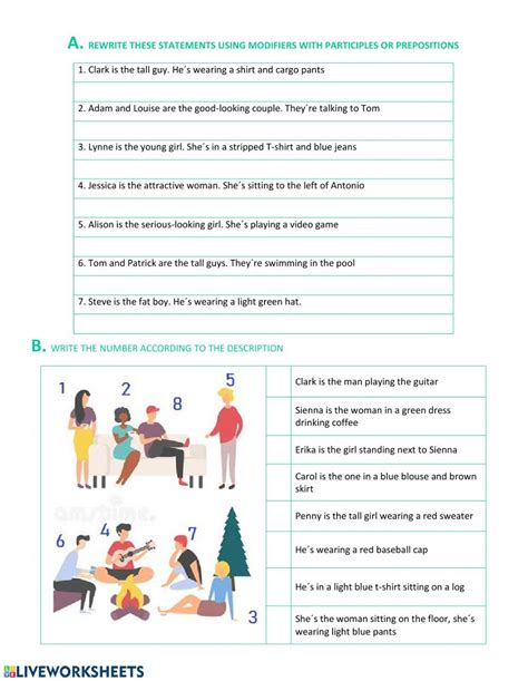 Modifiers with prepositions and participles worksheet | Prepositions ...