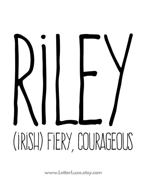 Riley Name Meaning Art Printable Baby Shower Gift Nursery | Etsy