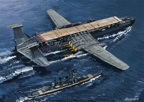 絵を描くPETER(JAPAN) (@peter6409) | Aircraft carrier, Dieselpunk vehicles ...