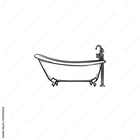 Vecteur Stock Bathtub with tap hand drawn outline doodle icon. Bathroom furniture - bathtub ...