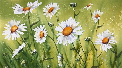 How To Paint Daisies In Watercolour Step By Step Tutorial - YouTube