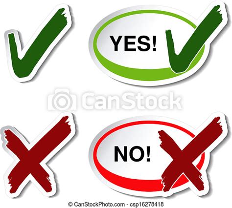 Vector yes no button - check mark symbol - illustration. | CanStock