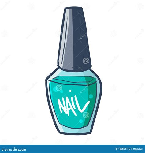 Cute and Funny Green Nail Painting in a Little Bottle - Vector. Stock Vector - Illustration of ...