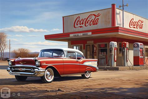 Nostalgic Vintage Gas Station with Chevrolet Bel by Zol-Tan-AI-Art on DeviantArt