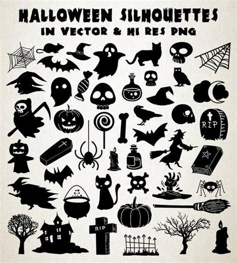 Halloween Clipart Halloween Clip Art Halloween Silhouette - Etsy