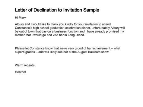 Decline The Invitation Sample Letter | Onvacationswall.com