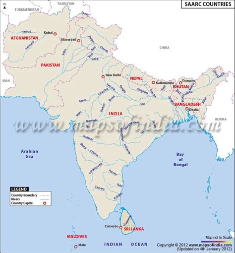 SAARC Nation Map | Map, Asia map, Country maps