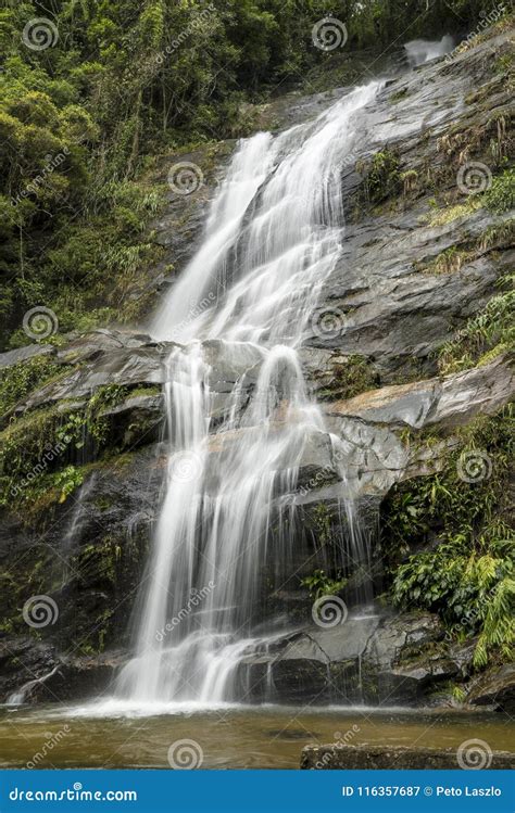 Rio De Janeiro Waterfall in Tijuca Forest Stock Image - Image of beauty, rock: 116357687