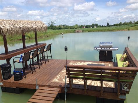 Floating dock tiki bar on our pond Lakefront Living, Lakeside Living ...