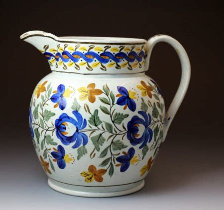 Antique English pottery Prattware pottery pitcher Staffordshire or Yorkshire c1820 - John Howard