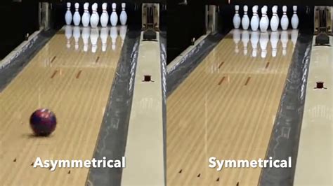 Asymmetrical vs Symmetrical layouts on the same bowling ball showing performance difference ...