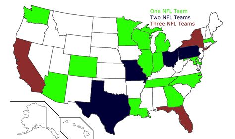 Map of States with NFL Team(s) [4603 x 2731] [OC] : MapPorn