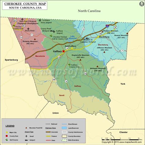 Cherokee County Map, South Carolina