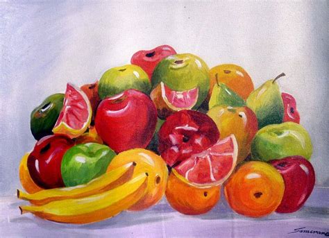 Fruits (Still Life) Composition-Acrylic on Canvas painting Painting by Samiran Sarkar | Saatchi Art