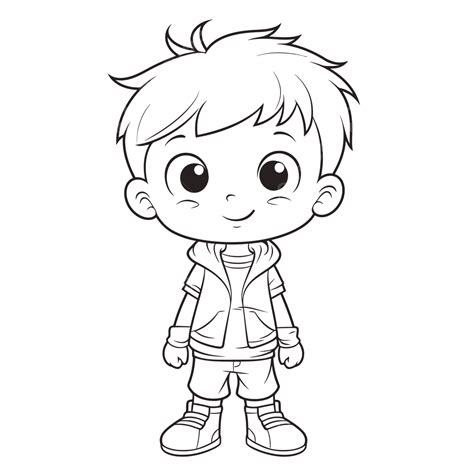 Cartoon Boy Coloring Pages Outline Sketch Drawing Vector, Drawing ...