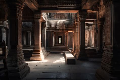 Premium Photo | An ancient temple with its towering columns and marble floors