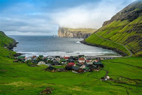 Tjornuvik Village and Beach with the Giant and the Witch Sea Stacks ...