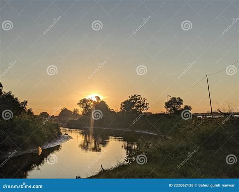 Sunset on the River in Kedung Hug Village, Sidoarjo Regency Stock Photo - Image of sidoarjo ...