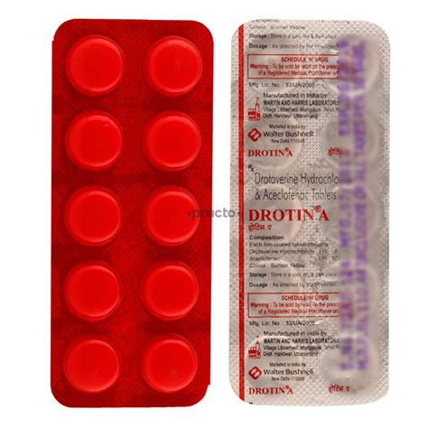 Drotin A (100/80 mg) Tablet - Uses, Dosage, Side Effects, Price, Composition | Practo