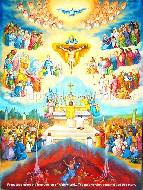 Holy Mass Communion of Saints Heaven Trinity Jesus Sacrifice Traditional Catholic Digital ...