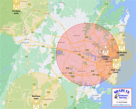 Sydney TV Transmitters Map | Nu-Life TV Antenna