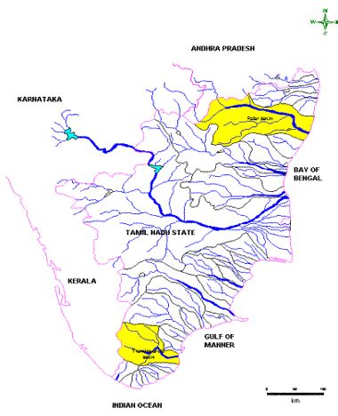 Tamil Nadu River Map - TN-ENVIS - Tamil nadu topographic map, elevation ...