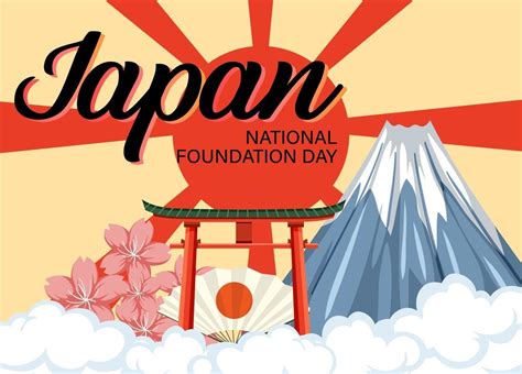 Japan National Foundation Day banner with Mount Fuji on Sun Rays 2683520 Vector Art at Vecteezy